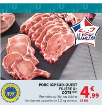 Porc IGP Sud-Ouest Filière U : Côte