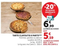 Tarte clafoutis 6 parts (Pommes, griottes ou abricot)