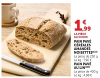Pain Pavé Céréales Amandes Noisettes ou Pain Pavé au Lin