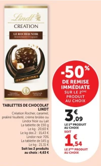 Tablettes de chocolat Lindt