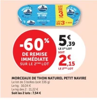 Morceaux de thon naturel Petit Navire