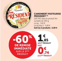 Camembert pasteurisé Président