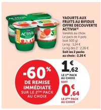 YAOURTS AUX FRUITS AU BIFIDUS OFFRE DECOUVERTE ACTIVIA