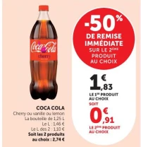 COCA COLA Cherry ou vanille ou lemon