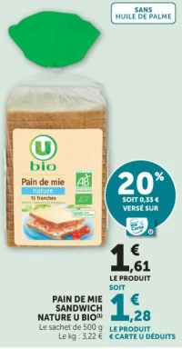 PAIN DE MIE SANDWICH NATURE U BIO
