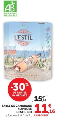 SABLE DE CAMARGUE AOP ROSE L'ESTIL BIO
