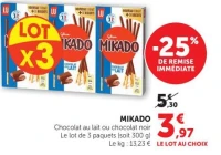 Mikado Chocolat au lait ou chocolat noir