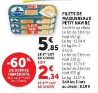 FILETS DE MAQUEREAUX PETIT NAVIRE Variétés au choix