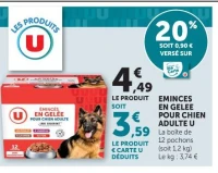 EMINCES EN GELEE POUR CHIEN ADULTE U La boite de 12 pochons