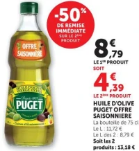HUILE D'OLIVE PUGET OFFRE SAISONNIERE