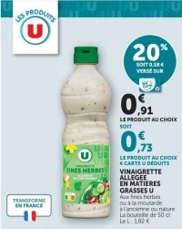 VINAIGRETTE ALLEGÉE EN MATIERES GRASSES U