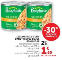 LEGUMES SECS CUITS DANS TRES PEU DE JUS BONDUELLE