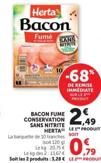 Bacon Fumé Conservation Sans Nitrite Herta