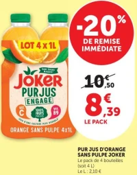 Pur jus d'orange sans pulpe Joker
