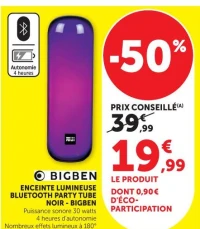 ENCEINTE LUMINEUSE BLUETOOTH PARTY TUBE NOIR - BIGBEN