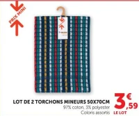 LOT DE 2 TORCHONS MINEURS 50X70CM