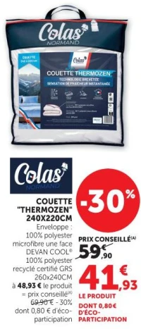 COUETTE "THERMOZEN" 240X220CM