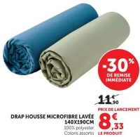 Drap housse microfibre lavée 140x190cm