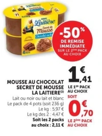 MOUSSE AU CHOCOLAT SECRET DE MOUSSE LA LAITIERE