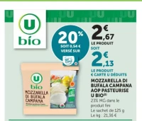 Mozzarella di bufala campana AOP pasteurisée U bio