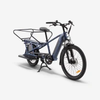Velo cargo électrique longtail, BTWIN E-three 500 Bleu abysse