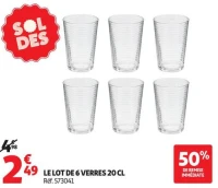 Le lot de 6 verres 20 cl