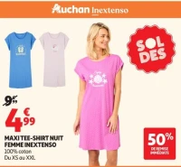 MAXI TEE-SHIRT NUIT FEMME INEXTENSO