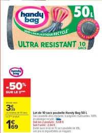 Handy Bag Lot de 10 sacs poubelle 50 L