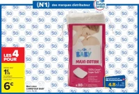 Maxi coton CARREFOUR BABY Carrés, Par 80