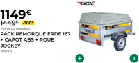Pack Remorque Erde 163 + Capot Abs + Roue Jockey
