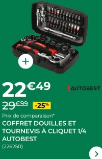 Coffret Douilles Et Tournevis À Cliquet 1/4 Autobest