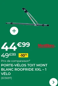Porte-Vélos Toit Mont Blanc Roofride XXL - 1 Vélo