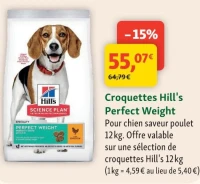 Croquettes Hill's Perfect Weight Pour chien saveur poulet 12kg