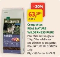 Croquettes REAL NATURE WILDERNESS PURE Pour chien saveur agneau 12kg