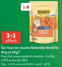 Sur tous les snacks Naturelle MultiFit 40g et 50g