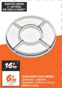 Plateau apéritif 6 pièces amovibles 