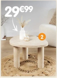 Table d'appoint effet travertin