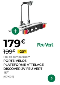 Porte-vélos plateforme attelage Discover 2V Feu Vert