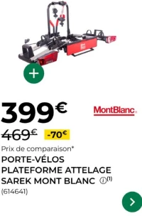 Porte-vélos plateforme attelage Sarek Mont Blanc