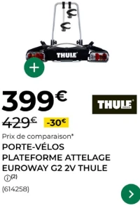 Porte-vélos plateforme attelage Euroway G2 2V Thule