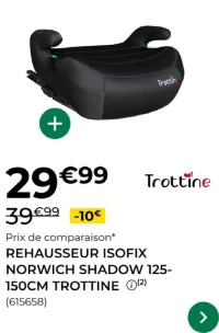 Rehausseur ISOFIX Norwich Shadow 125-150cm Trottine