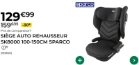 Siège auto rehausseur SK8000 100-150cm Sparco