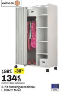 Kit dressing avec rideau L.100 cm Move