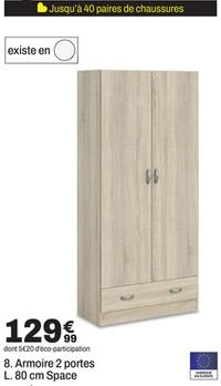 Armoire 2 portes L. 80 cm Space