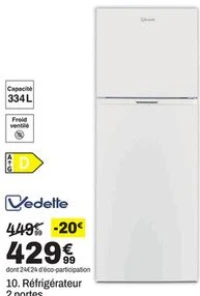 Vedette Réfrigérateur 2 portes