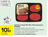 hachés au boeuf 15% M.G. Ultra Savoureux SOCOPA