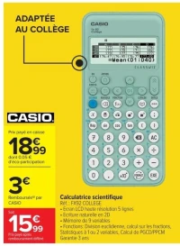 Casio Calculatrice scientifique FX92 COLLEGE