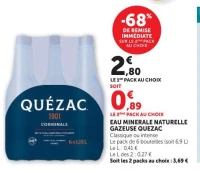 EAU MINERALE NATURELLE GAZEUSE QUEZAC Classique ou intense