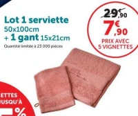 Ines by Ines de la Fressange Paris Lot 1 serviette 50x100cm + 1 gant 15x21cm