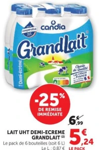 LAIT UHT DEMI-ECREME GRANDLAIT
